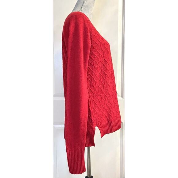 JC Penny Women’s Wool Blend Argyle Textured Sweater Long Sleeve Pullover XL Red - Picture 4 of 8